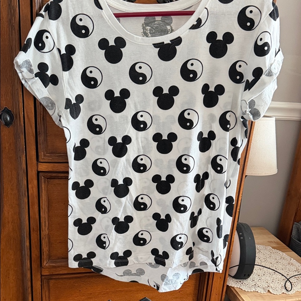 Disney Mickey Mouse Yin Yang Short Sleeve Tee - Black & White